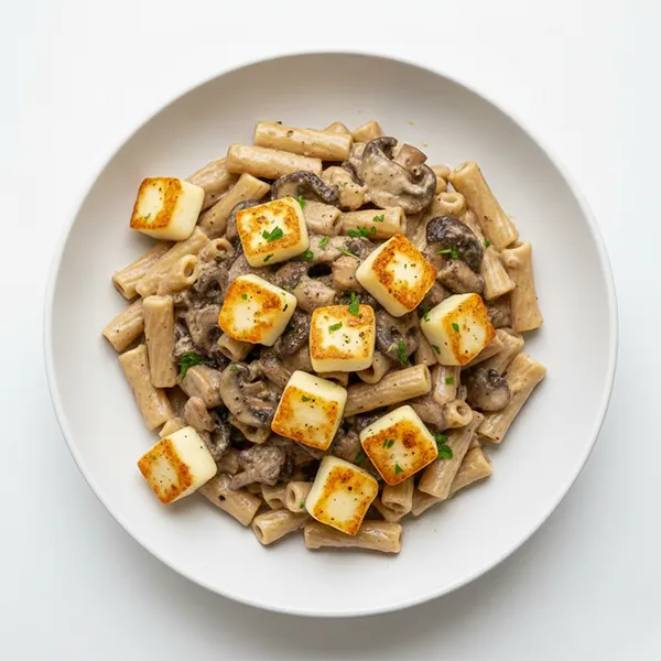 Wild Mushroom and grilled halloumi Velvet Pasta